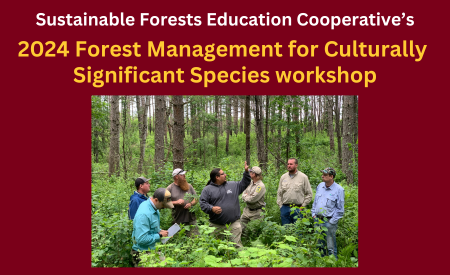 A small group of people in a forest listening to a speaker. The title of the article is above.