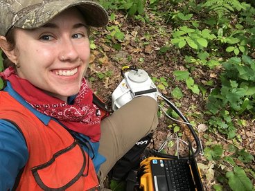 Anna Stockstad, an NRSM graduate student, collects data in the field.