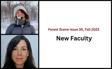 At left is a portrait of Alicia Coleman above a portrait of Irene De Pellegrin Llorente. To the right is the name of the article ("New faculty") below the name and date of the issue.
